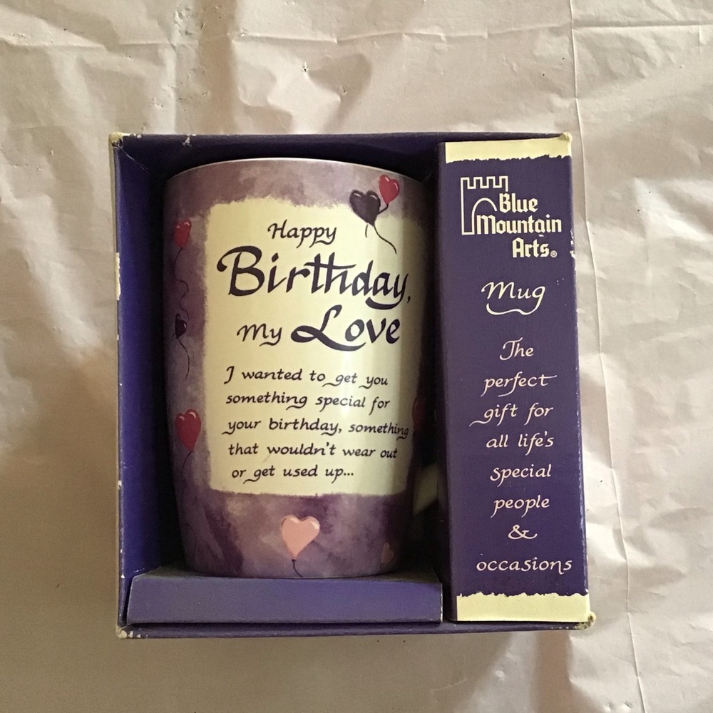 Blue mountain birthday mug